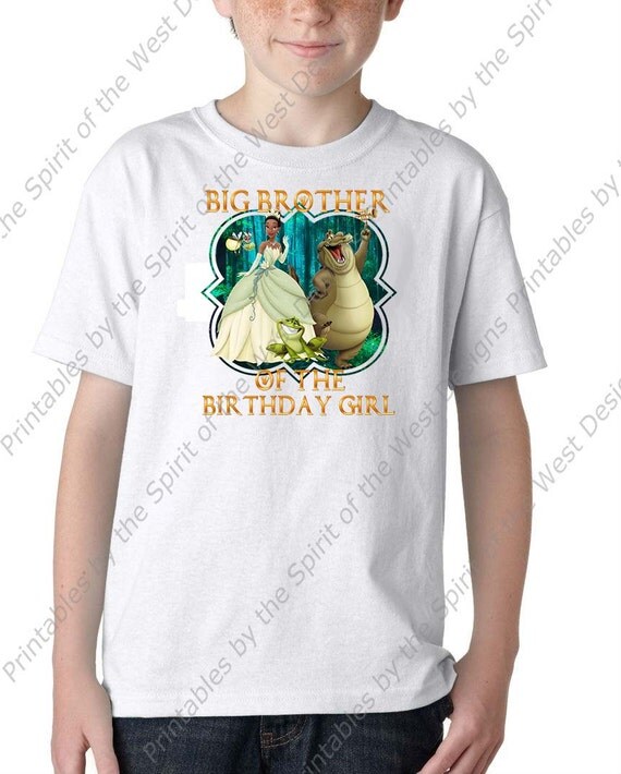 Big Brother of the Birthday Girl Princess Tiana Princess and the Frog Disney Printable Iron On T-shirt Transfer Digital Download party DIY Il_570xn