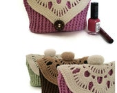 Knitted cosmetic bag pink makeup bag knitted toiletry bag green knitted gift for moms Mother's Day gift cosmetic bag for mom gift sets brown