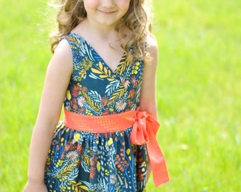 Megan's Wrap Top & Dress. PDF sewing pattern for toddler girl sizes 2t - 12.