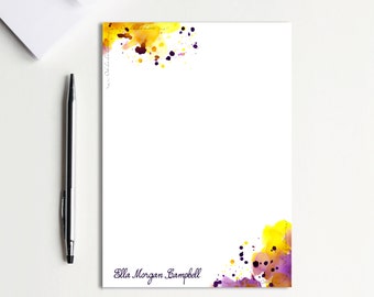 Personalized Notepad Watercolor Stationery Custom Notepad Teacher Notepad Personalized Stationary Personalized Note Pad To Do List Notepad