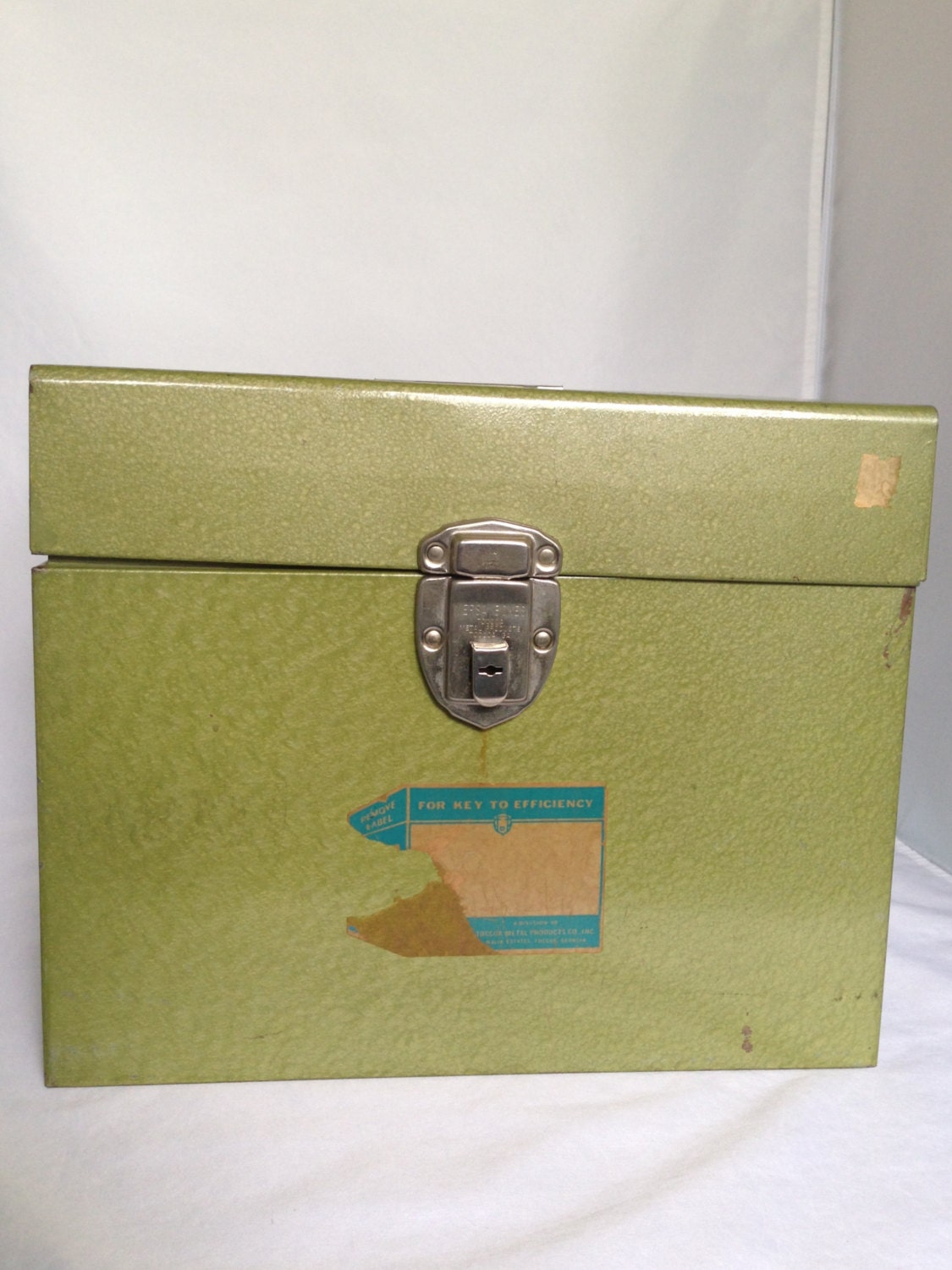 Vintage Industrial Metal Storage Box Green Versa Box Hinged Lid Retro