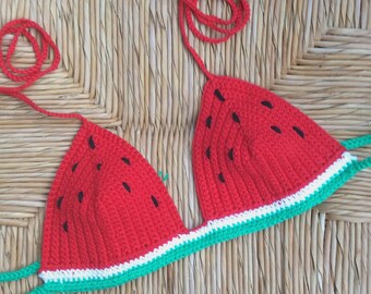 SALE!!! Watermelon crochet bikini halter Festival top - 100%cotton
