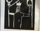 Jean Michel Basquiat, original lithographic poster, street art, outsider art, black and white, African King, primitivist art, underground, Jean Michel Basquiat, original lithographic poster, street art, outsider art, black and white, African King, primitivist art, underground,