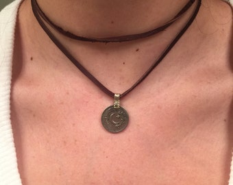 Double Wrap Vintage Coin Necklace (CHOC. BROWN)