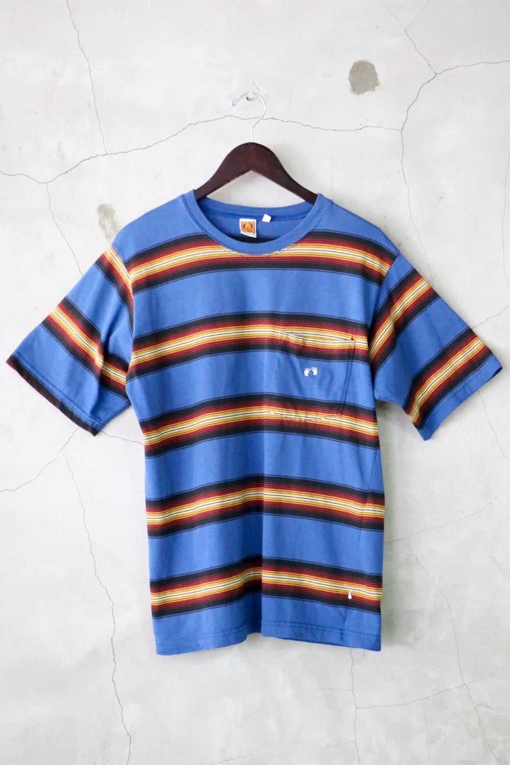 vintage 70s hang ten surf t shirt blue striped by imtryingtofocus