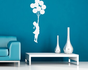 Banksy Wall Decal - Flying Balloon Girl - Self-Adhesive Graffiti Wall Art