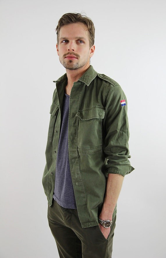 French army jacket vintage military jacket khaki men by NylonRoad