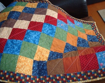 CUSTOM baby quilt kit-Stepping Squares: precut fabric, batting, backing--everything you need--your colors!