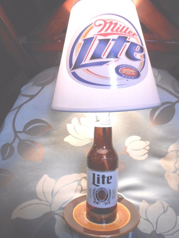 Miller Lite Glass Bottle Beer Lamp New with Shade by Galaxysave