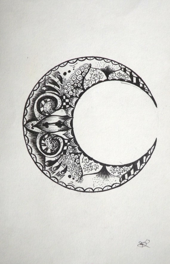 items similar to original drawing of crescent moon black items similar to original drawing of crescent moon black