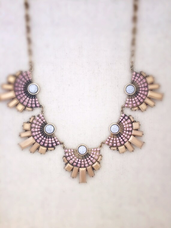Statement necklace Fan necklace howlite by OCEANBELLAHAWAII