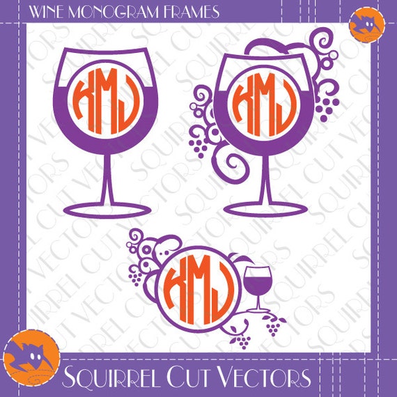 Download Wine Monogram Frames SVG DXF EPS Cutting files