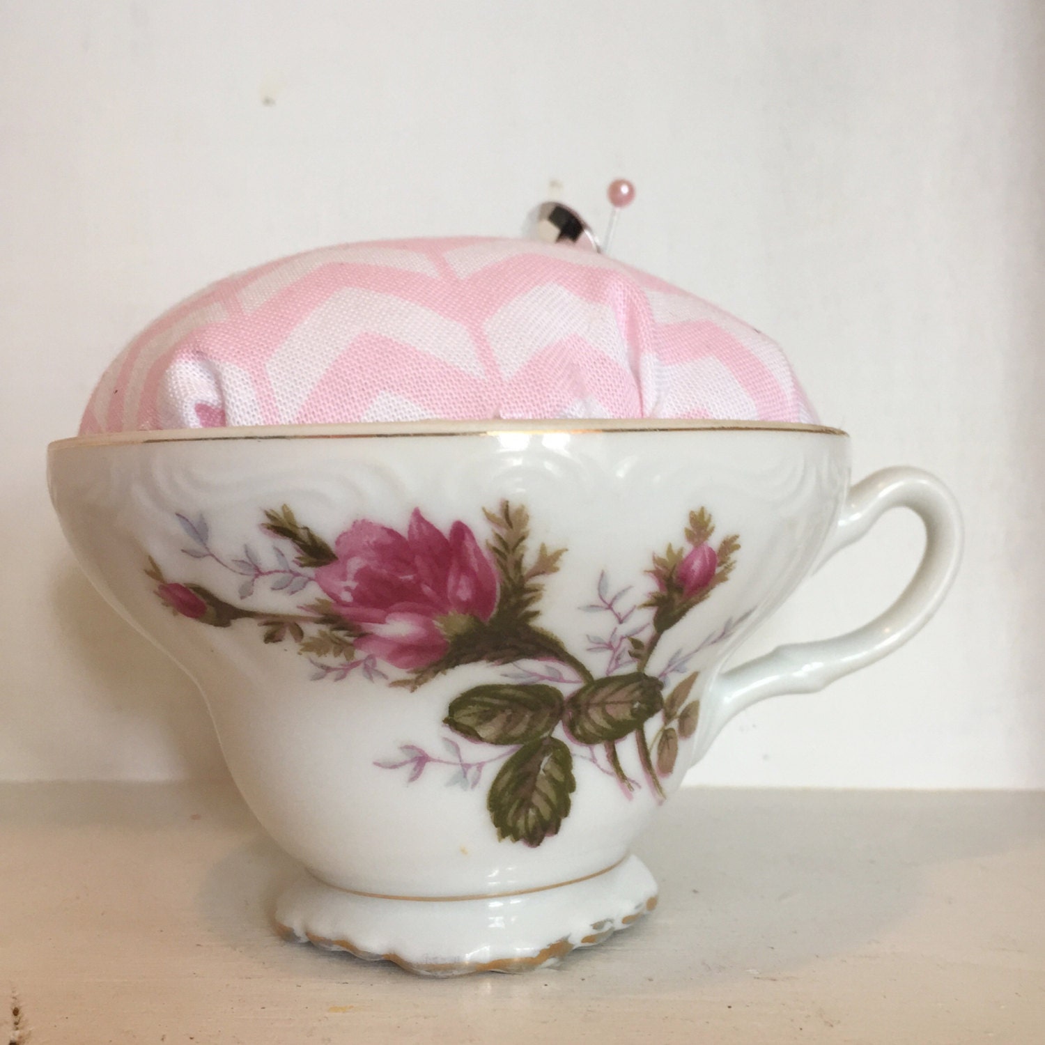 Tea Cup Pin Cushion Vintage Tea Cup Pink by