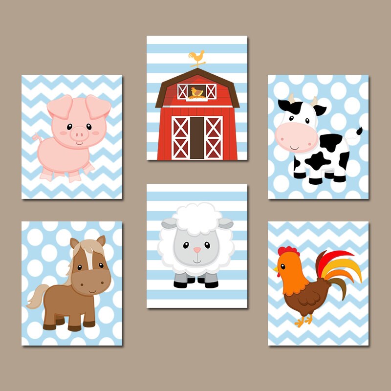 FARM Animals Wall Art Canvas or Prints Country Baby by TRMdesign