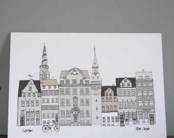 Copenhagen Print - Cityscape A4 Illustration Print - Scandinavian Print