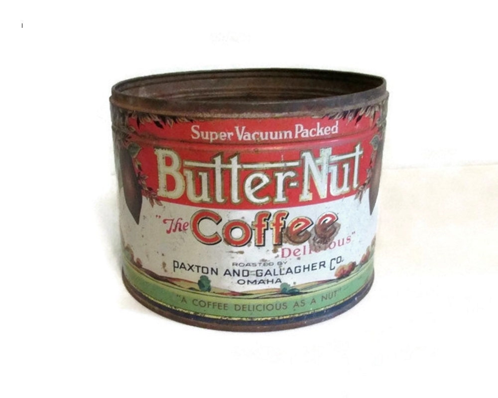 Butter Nut coffee tin 1920s to 1930s design Primitive