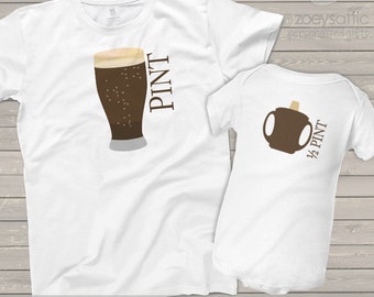 matching father son shirts - pint and half pint or choose a bodysuit gift set - great holiday or Father's Day shirts and gifts MDF1-009