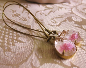 Pink Jewel Earrings Handmade Estate Style Earring dangle earrings glass jewel earrings glass earrings feminine earrings vintage earrings