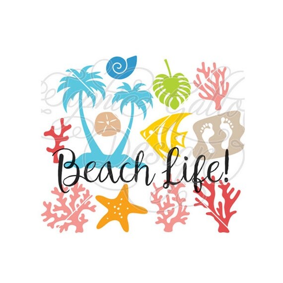 Download Beach Life Set SVG DXF digital download files for Silhouette