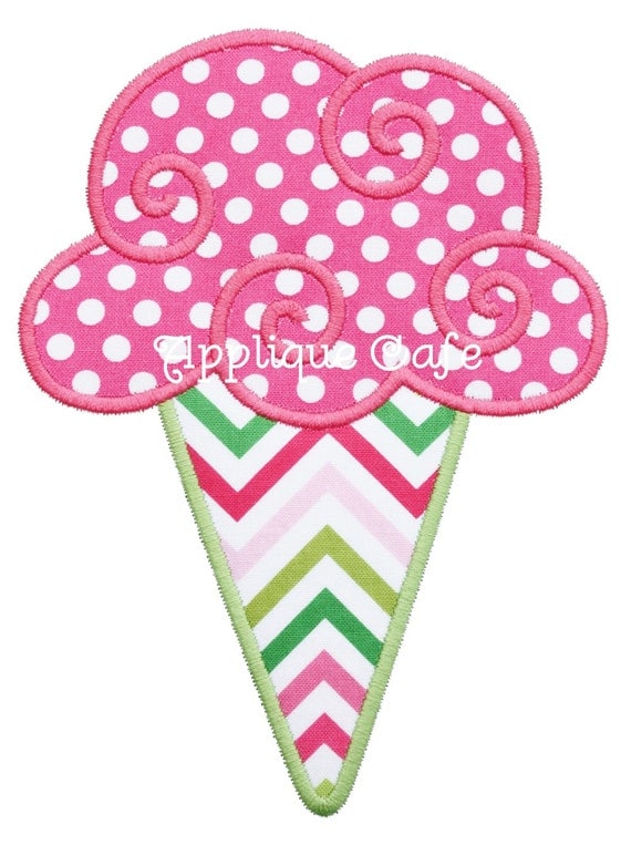 598 Swirly Ice Cream Cone Machine Embroidery Applique Design