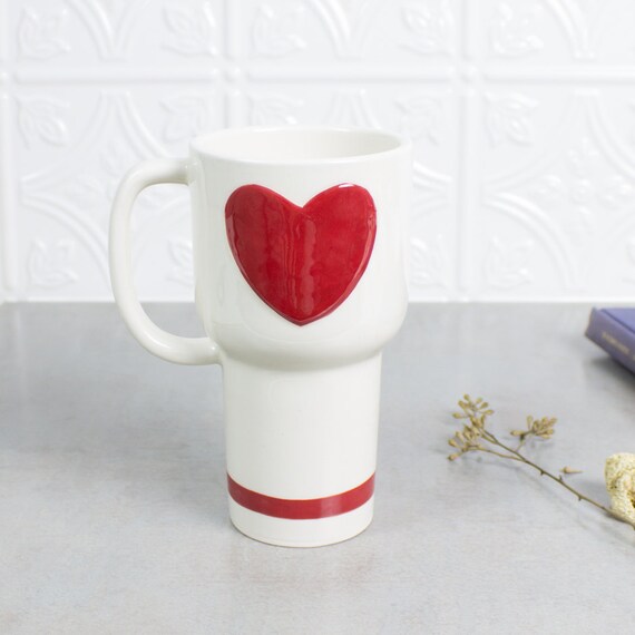 Beautiful Large Ceramic Heart Travel Mug Coffee by blueroompottery