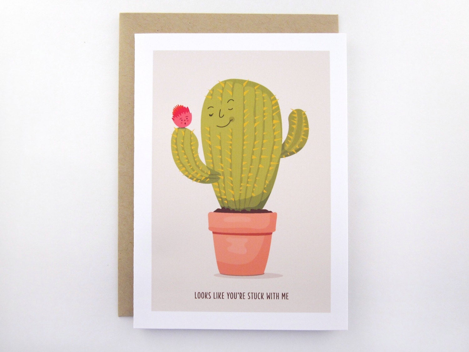 Looks Like You're Stuck With Me Funny Cactus Card