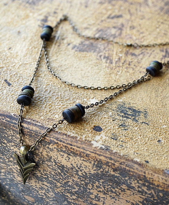 Tribal Arrowhead Necklace Layering Chain Necklace Bronze
