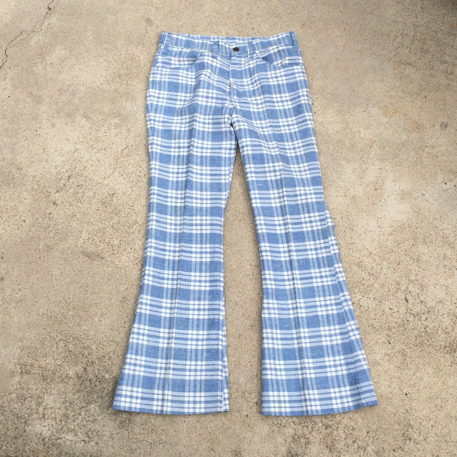 women's plaid bell bottom pants