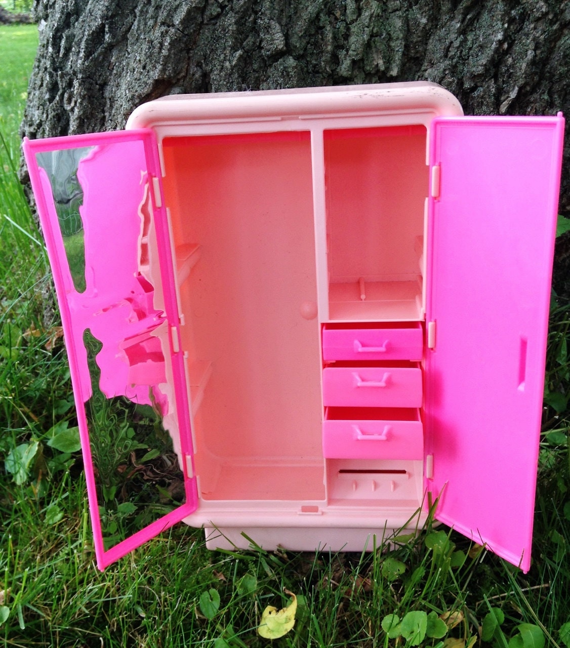 Vintage 90s 80s Pink Barbie Doll Bedroom Furniture Wardrobe