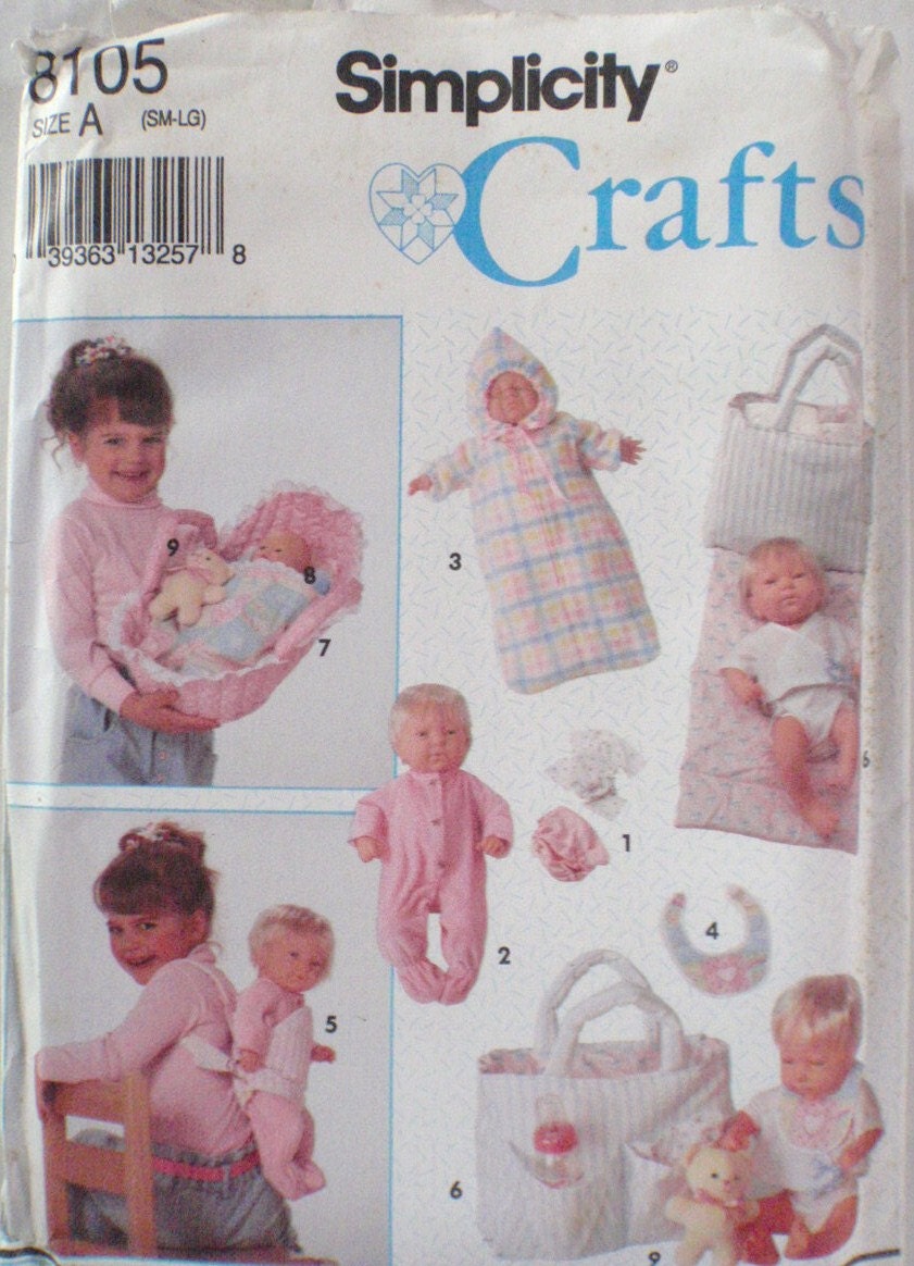 Sewing Pattern for Baby Doll Accessories Simplicity 8105