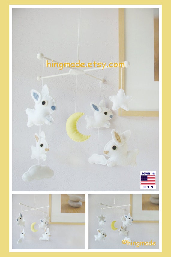 Baby Crib Mobile Baby Mobile Bunny Mobile Unisex by hingmade