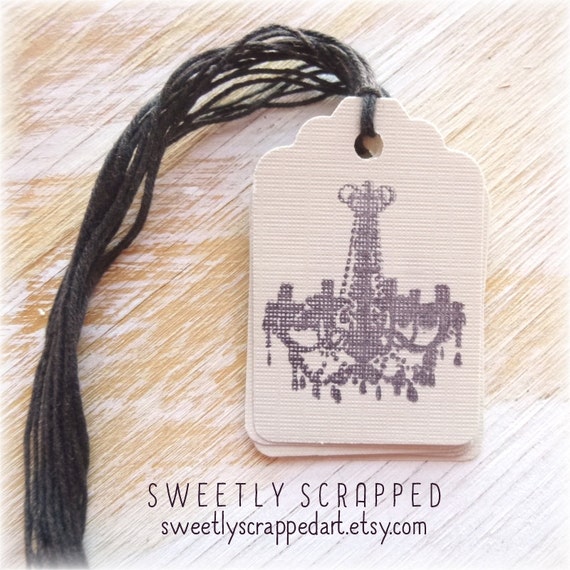 CHANDELIER Tags ..  Grey and Black, Shabby, Mystery SALE