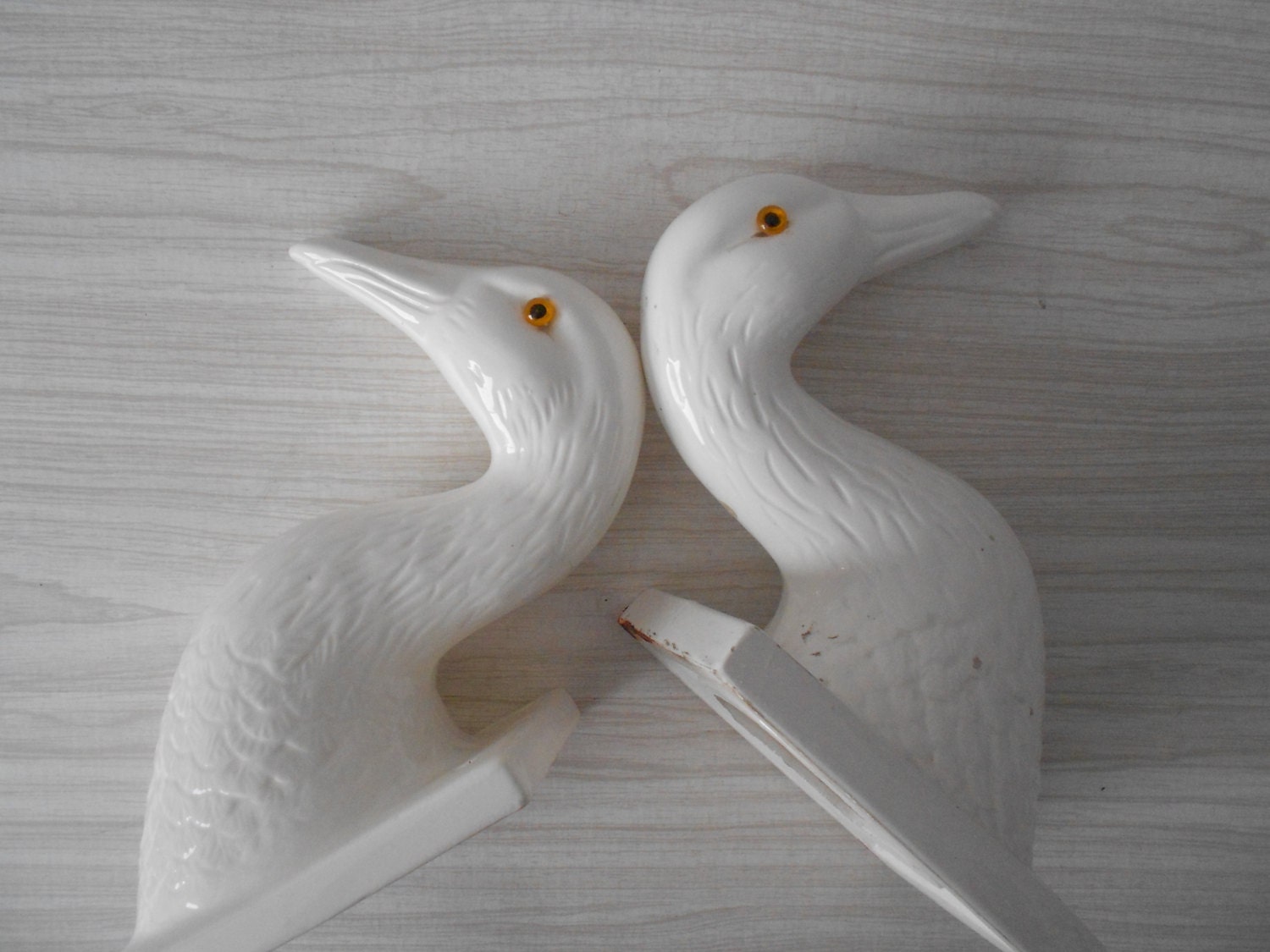 large vintage white ceramic duck head mount // animal wall