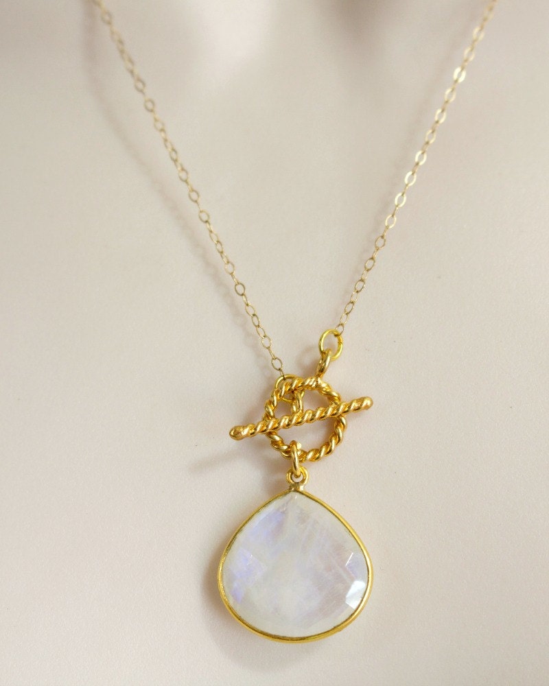 Moonstone Necklace Natural Stone Necklace Mothers by SnobishDesign