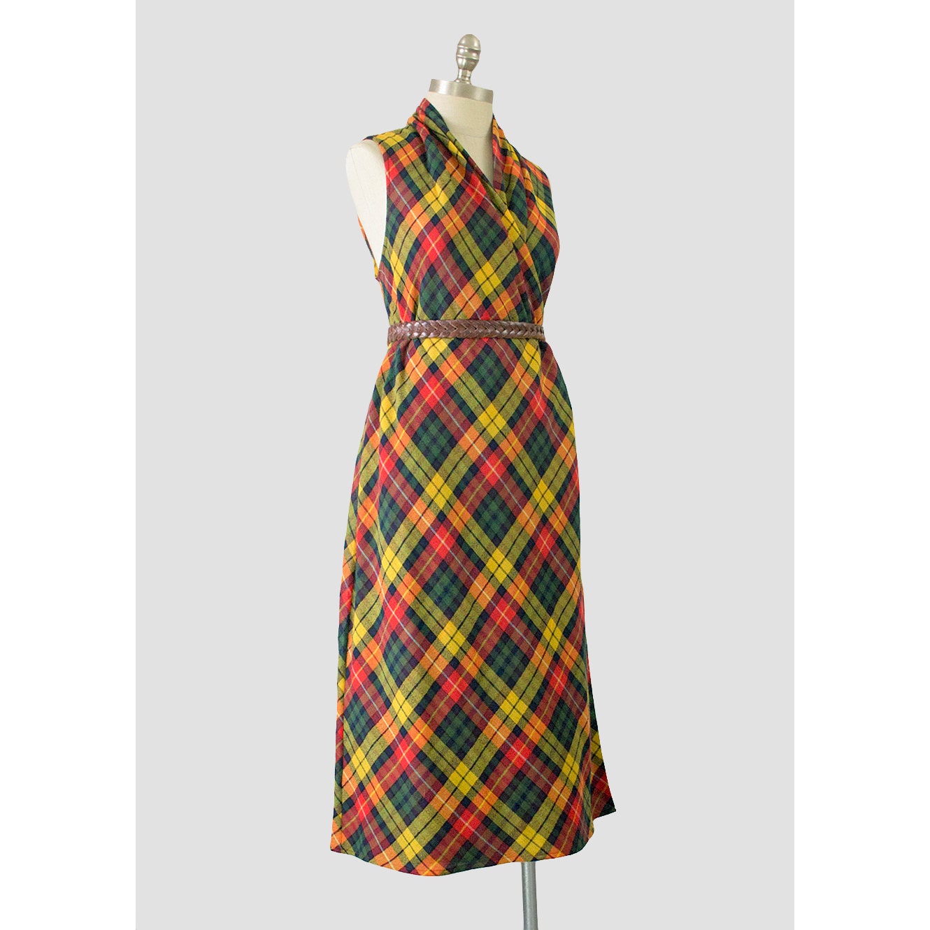 Vintage 90s Dress Grunge Long Plaid Dress by recyclinghistory