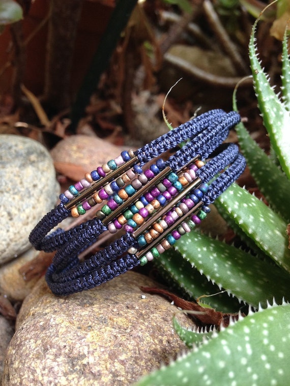 Festival Bracelet Single in Dark Navy by peaceknots on Etsy