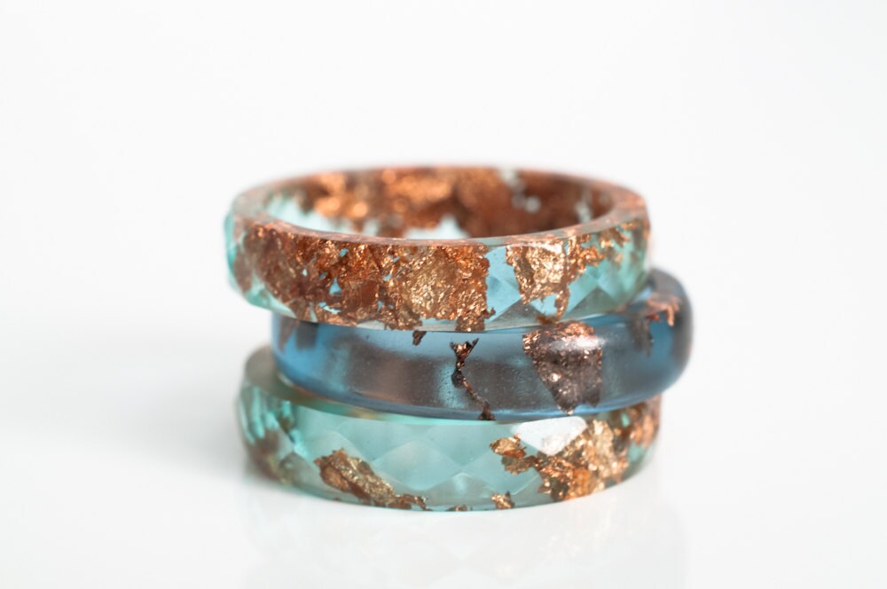 size 8.5 thin multifaceted eco resin ring by RosellaResin on Etsy