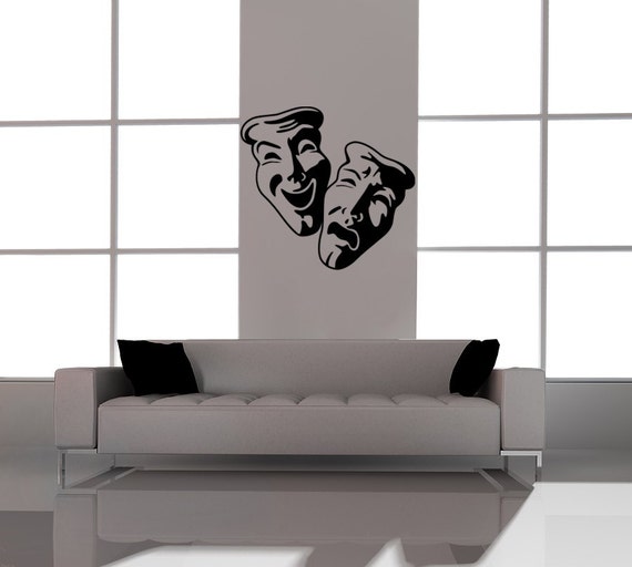 Comedy Tragedy Masks, tragedy comedy Vinyl Decal Wall Art