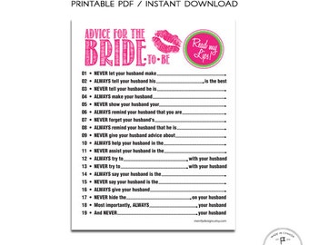 My Lips, Bridal Shower Advice for the Bride, Printable Bridal Shower ... My Lips, Bridal Shower Advice for the Bride, Printable Bridal Shower ...