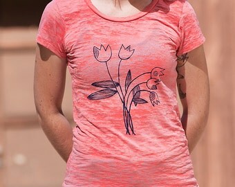 Tulips Tshirt, Yoga Shirt, Summer Tee, S,L