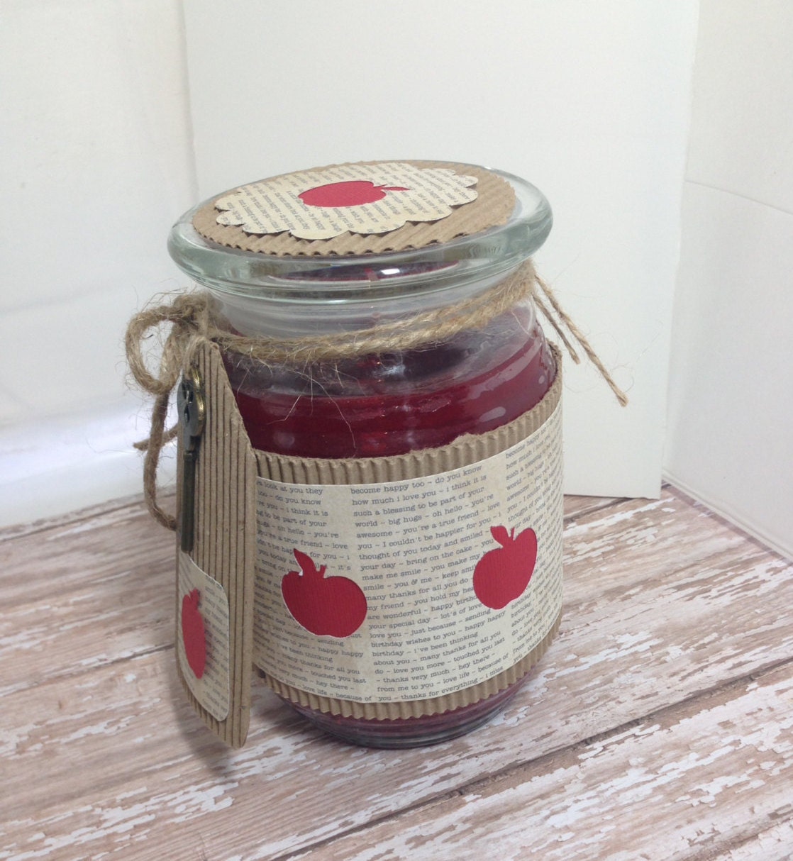 Apple & Cinnamon Scented Decorative Candle by JustSimplyHandmade