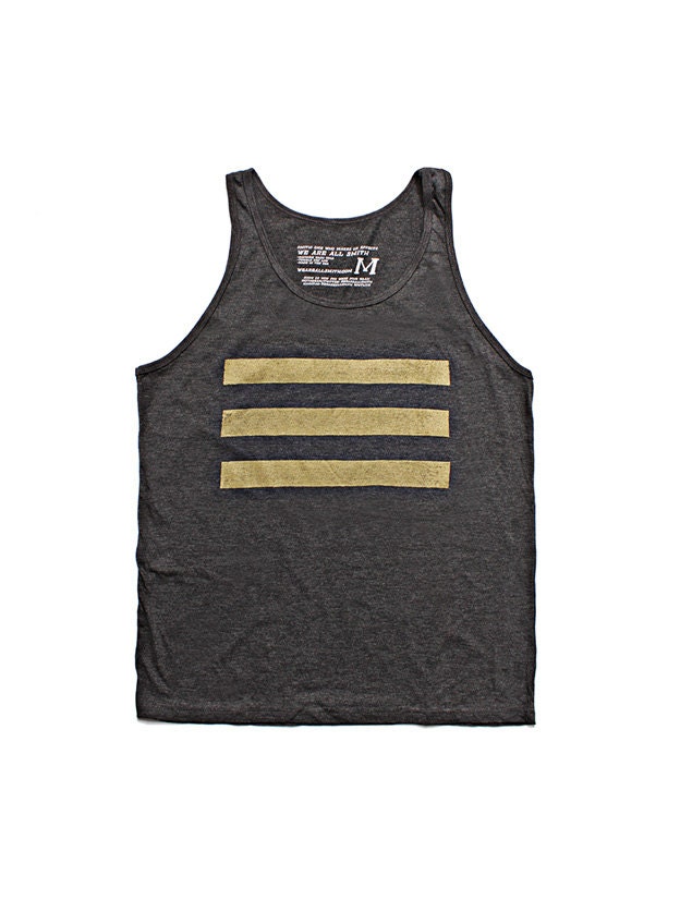 Mens tanktop sleeveless black and gold tank for by weareallsmith