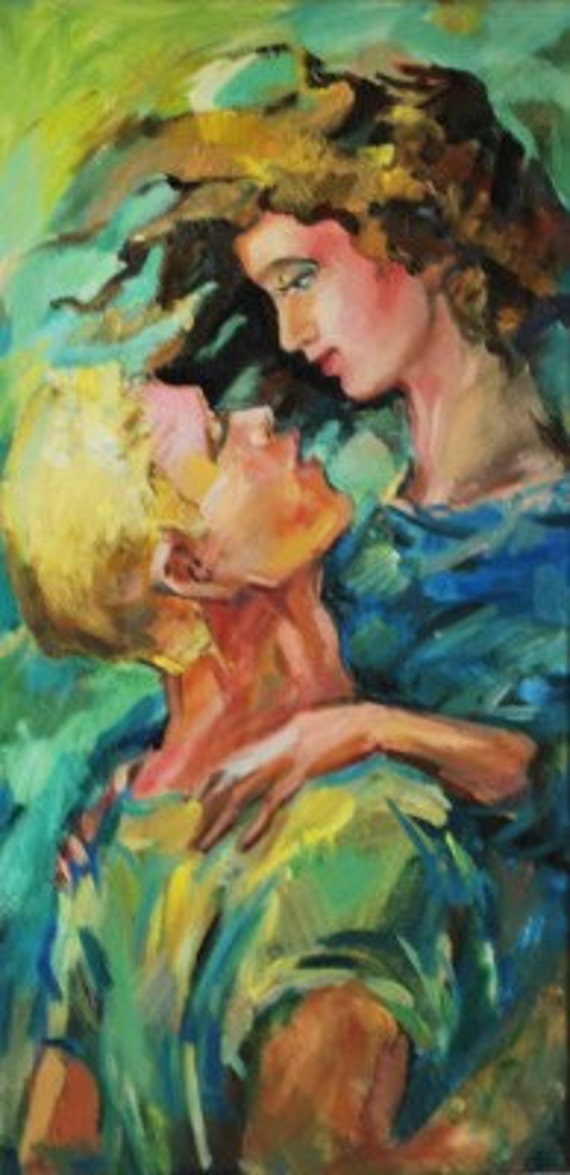 Title Embrace II Original Oil/Acrylics Painting By RitaLazaro