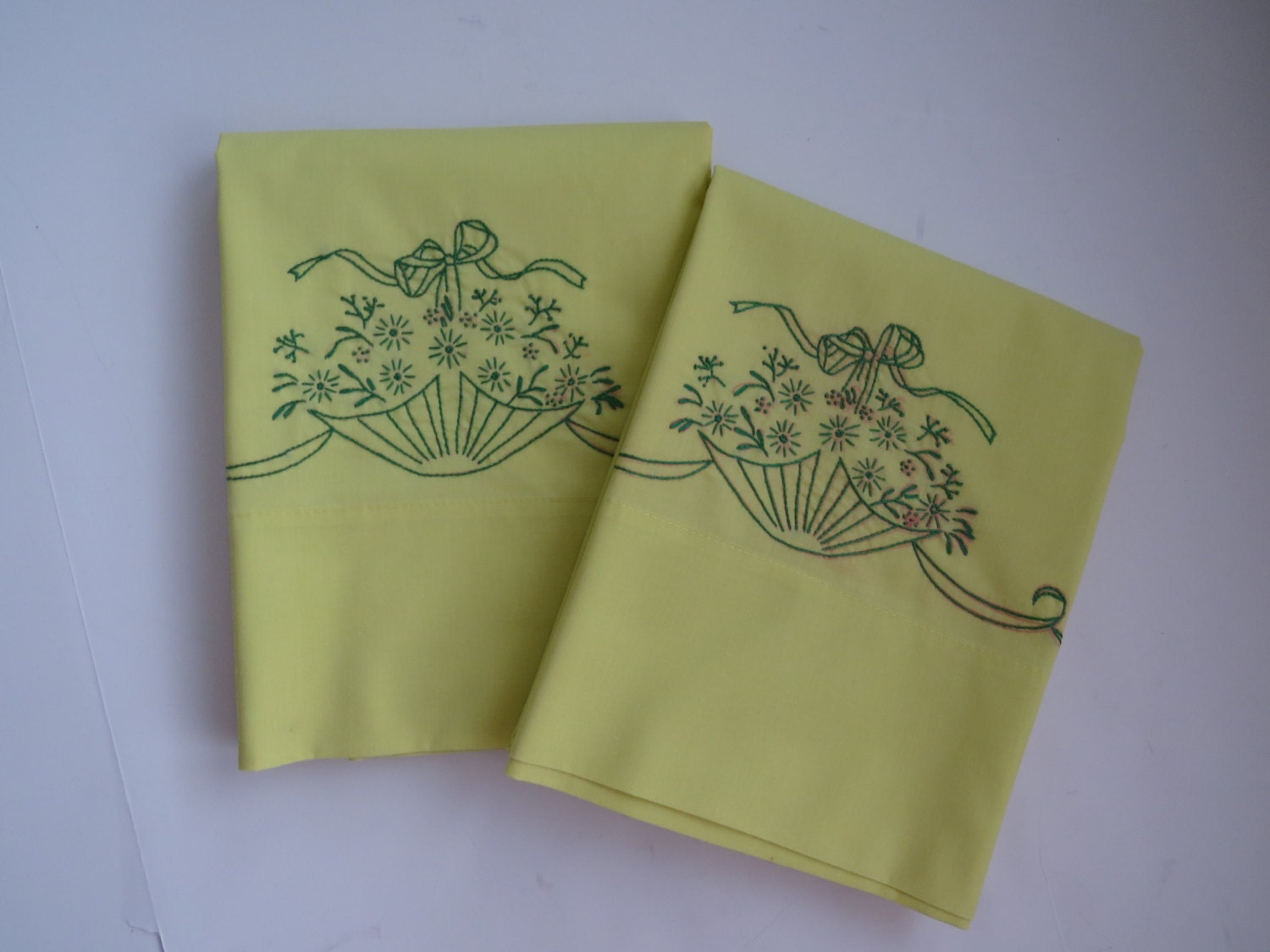 Vintage Yellow Embroidered Pillowcases King by