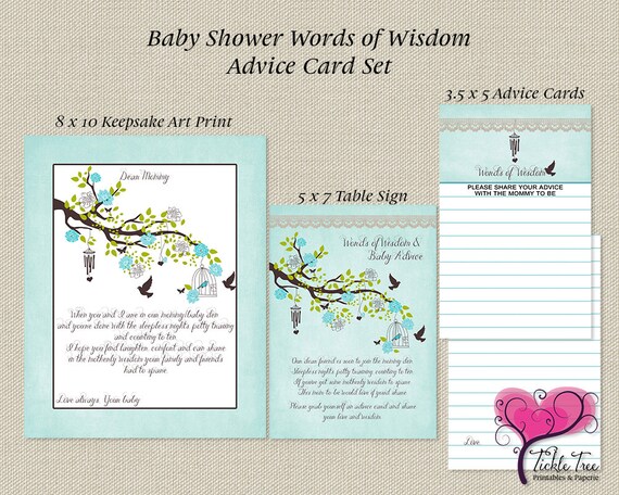 Items similar to Baby Shower Words of Wisdom/Advice Card ...