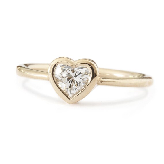 Heart Shape Moissanite Engagement Ring - Solitaire Bezel Setting ...