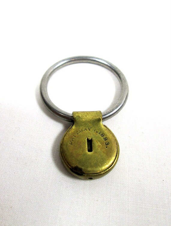 Antique Vintage 1883 Poison Needle Lock Key Ring Retractable
