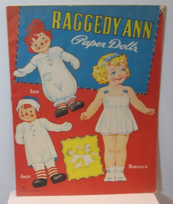 Vintage Raggedy Ann Paper Dolls Saalfield 369 by julesartstuff