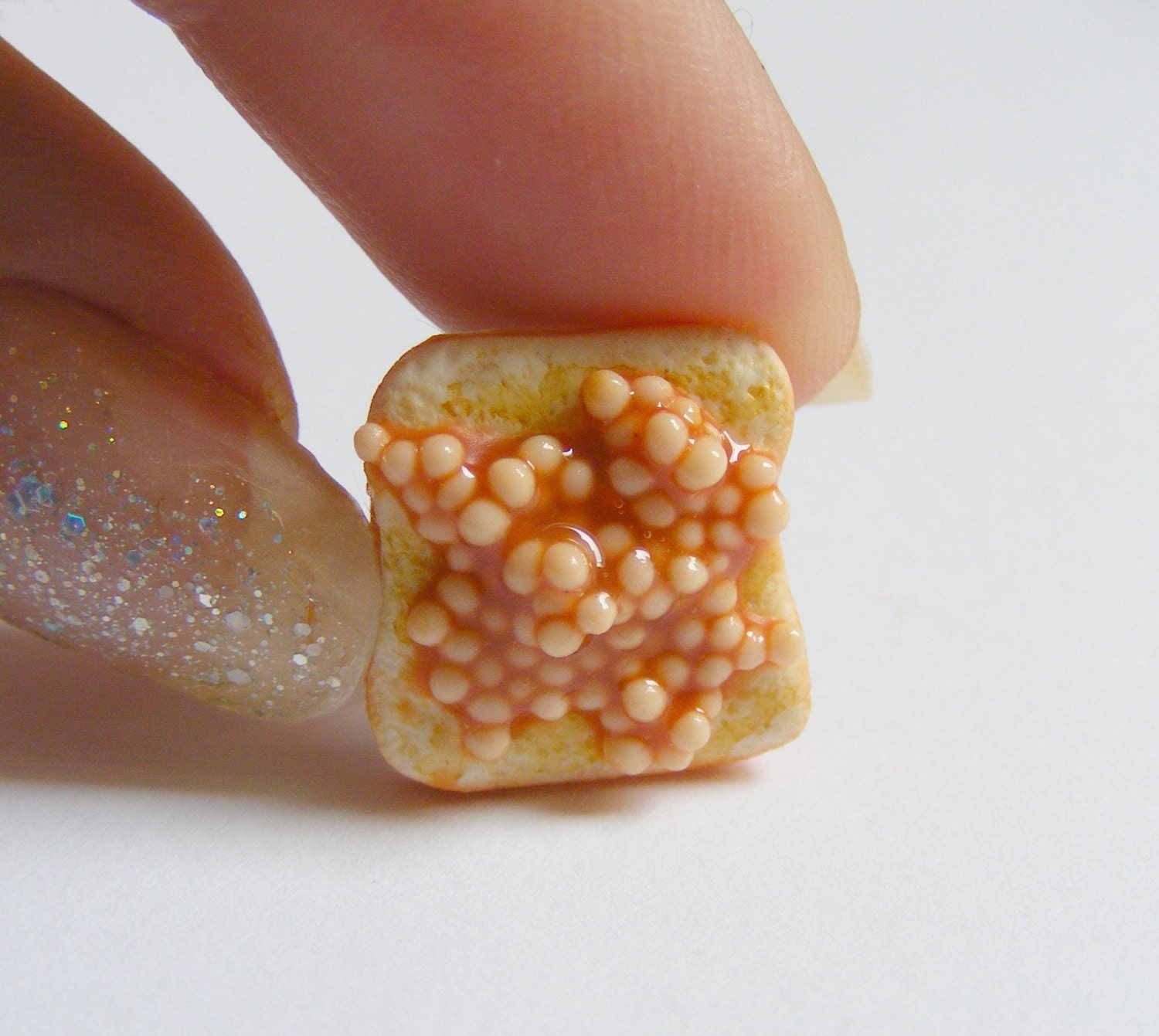Food Jewelry Beans on Toast Tie Pin Miniature Food Tie Tack