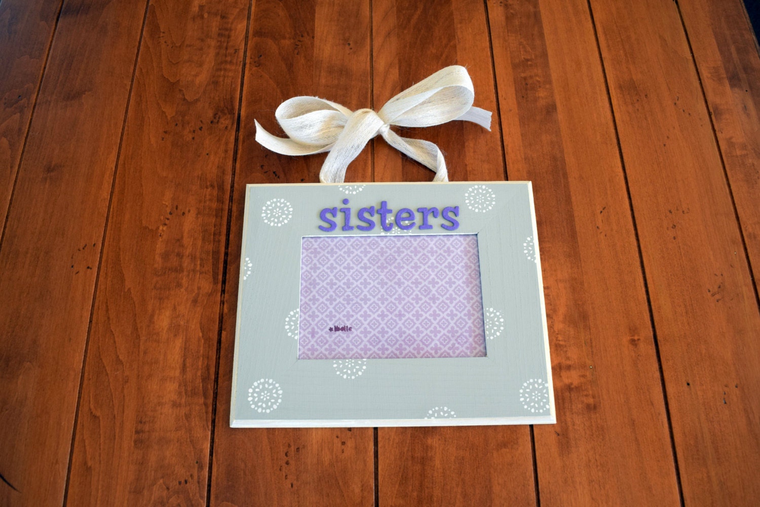 5x7 hanging stenciled sisters picture frame by lbelleframes